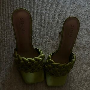 Green Braided Women's Heels